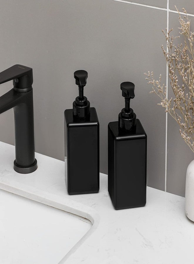JiatuA 15 oz Hand Soap Dispenser, Plastic Pump Bottles, Refillable Empty Lotion Dispenser Liquid Container for Bathroom Kitchen College Dorm, 2 Pack Black - Image 5