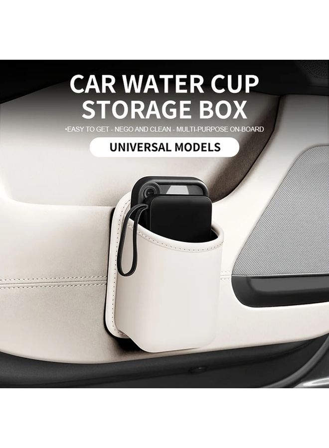 White Car Cup Holder Organizer With Multi Functional Storage Box Spill Proof - Image 4