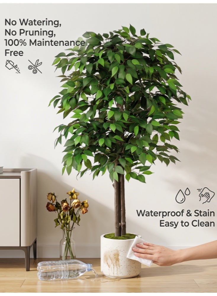 Zanotta Artificial Ficus Tree,Fake Ficus Tree in Plastic Nursery Pot,Faux Plant for Home Living Decor - Image 2