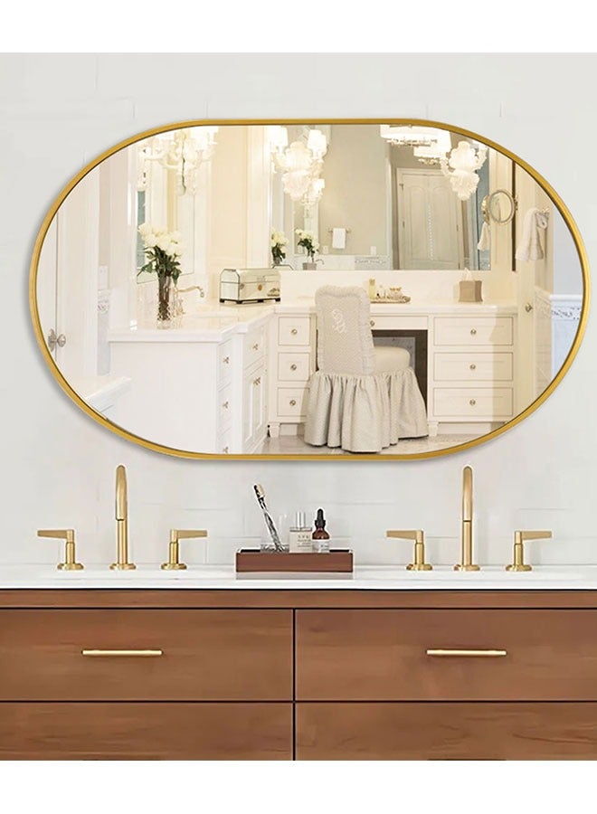 GoldenLike Bathroom Mirror,Oval Wall Mirror Aluminum Frame Full Length Mirror Modern Large Hanging Dressing Mirror Wall Mounted Vanity Makeup Mirror For Bathroom Vanity Living Room(Lhj-50X83)  - Image 2