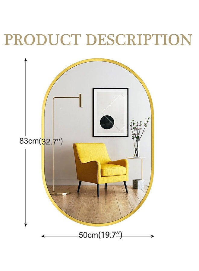GoldenLike Bathroom Mirror,Oval Wall Mirror Aluminum Frame Full Length Mirror Modern Large Hanging Dressing Mirror Wall Mounted Vanity Makeup Mirror For Bathroom Vanity Living Room(Lhj-50X83)  - Image 5