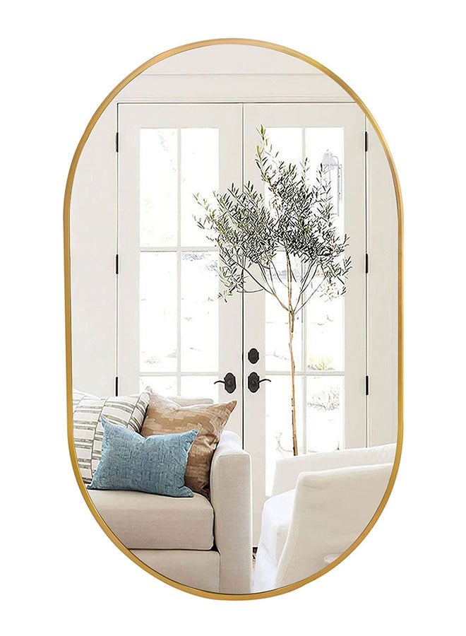 GoldenLike Bathroom Mirror,Oval Wall Mirror Aluminum Frame Full Length Mirror Modern Large Hanging Dressing Mirror Wall Mounted Vanity Makeup Mirror For Bathroom Vanity Living Room(Lhj-50X83)  - Image 3