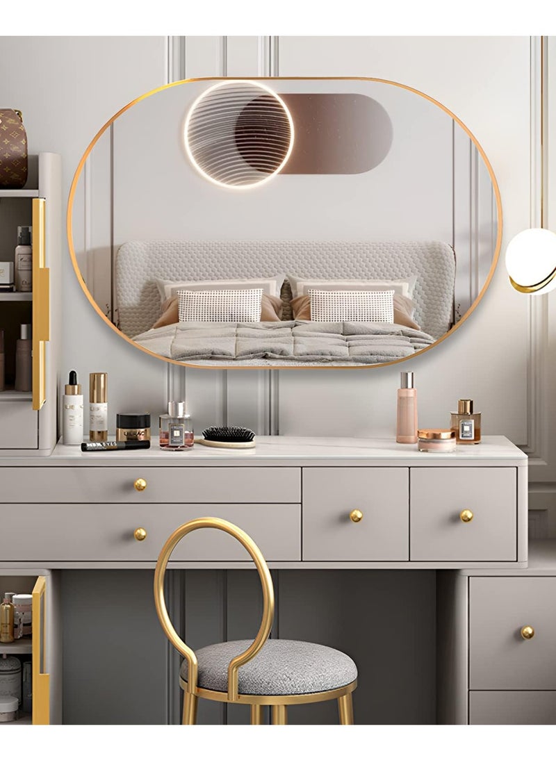 GoldenLike Bathroom Mirror,Oval Wall Mirror Aluminum Frame Full Length Mirror Modern Large Hanging Dressing Mirror Wall Mounted Vanity Makeup Mirror For Bathroom Vanity Living Room(Lhj-50X83)  - Image 4