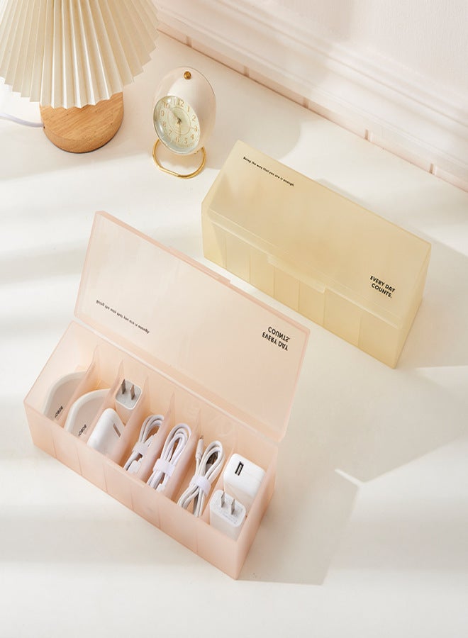 Data Line Storage Box Charging Line Storage Artifact Charger Arranger Desktop Line Arranger Line Arranger(Morning and Twilight Yellow) - Image 2