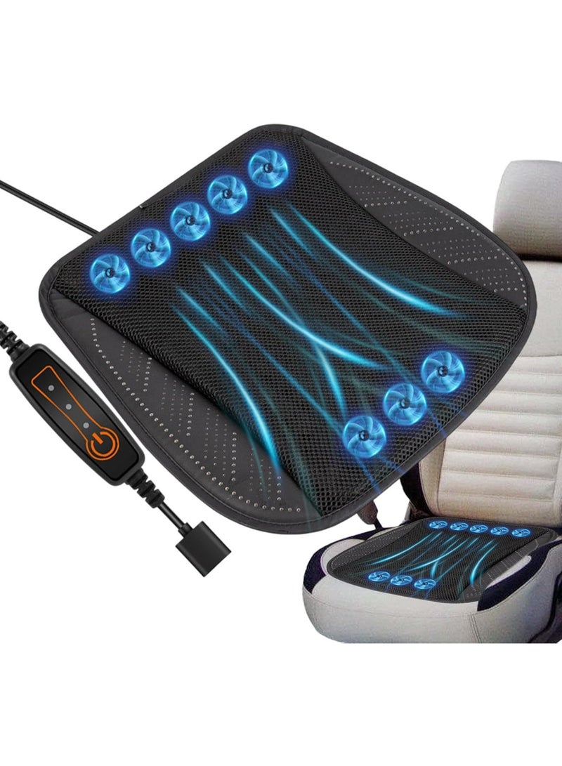 وسادة مقعد تبريد تعمل بمنفذ USB، تصميم مروحة تهوية، أحمر/أسود، 44x44 سم - Image 1