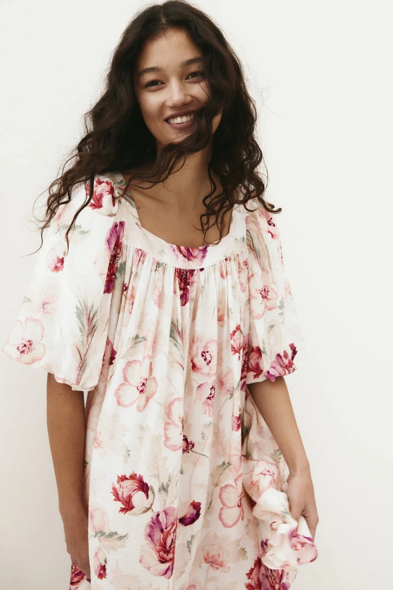 اتش اند ام فستان تونك بأكمام بالون