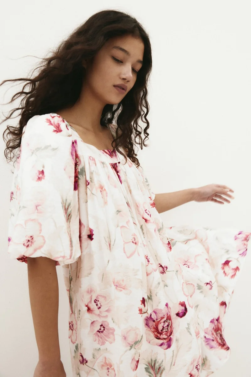 اتش اند ام فستان تونك بأكمام بالون