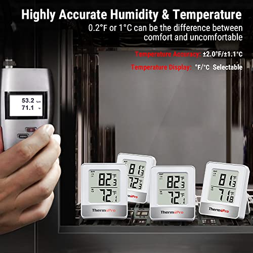 ThermoPro ترمومتر ثيرمو برو الداخلي والخارجي لاسلكي 500 قدم، ترمومتر خارجي مع مستشعر درجة الحرارة، ترمومترات خارجية لباتيو منزل الزواحف غرفة الأطفال لمراقبة درجة الحرارة - Image 4