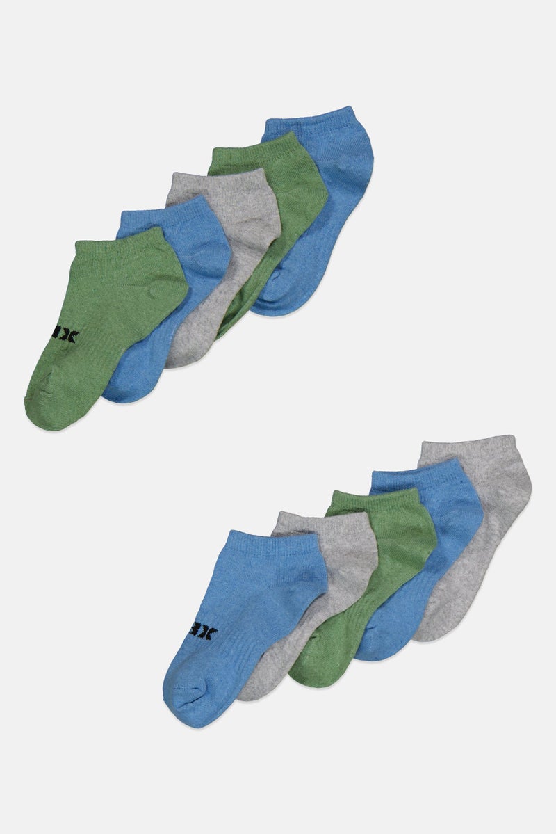 RBX Kids Boy 10 Pairs Brand Logo Ankle Socks, Grey - Image 2