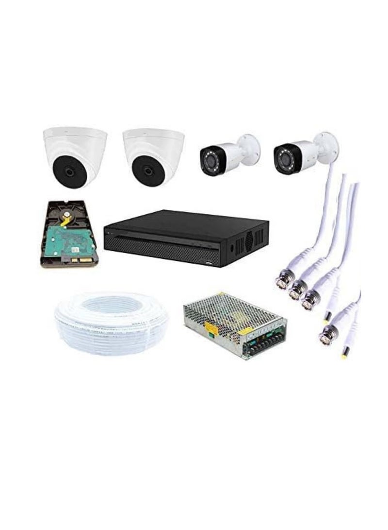 Generic Full HD 2MP Cameras Combo KIT 4CH HD DVR+ 4 Bullet Cameras+1TB Hard DISC+ Wire ROLL +Supply & All Required CONNECTORS 