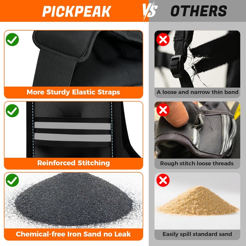 PICKPEAK Weighted Vest for Woman Man 5lb/6lb/8lb/11lb/12lb/13lb/15lb/20lb/25lb/30lb Weighted Vest for Walking, Strength Training Weight Vest with Adjustable Buckle Detachable Phone Pouch for Running Workout - Image 4
