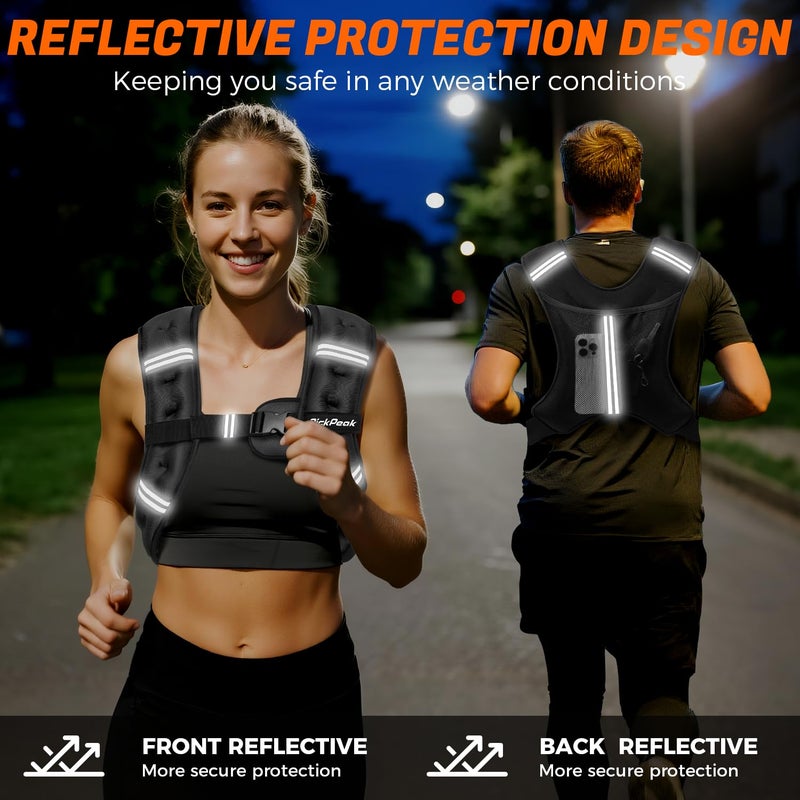PICKPEAK Weighted Vest for Woman Man 5lb/6lb/8lb/11lb/12lb/13lb/15lb/20lb/25lb/30lb Weighted Vest for Walking, Strength Training Weight Vest with Adjustable Buckle Detachable Phone Pouch for Running Workout - Image 5