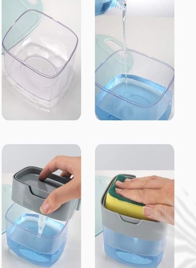 Lapras 𝟏𝟓 𝐘𝐞𝐚𝐫𝐬 𝐖𝐚𝐫𝐫𝐚𝐧𝐭𝐲 2-in-1 Soap Dispenser with Sponge Holder – Kitchen Sink Organizer for Dishwashing | Press Pump Dish Soap Box with Sponge Caddy, Leakproof Compact Countertop - Image 4