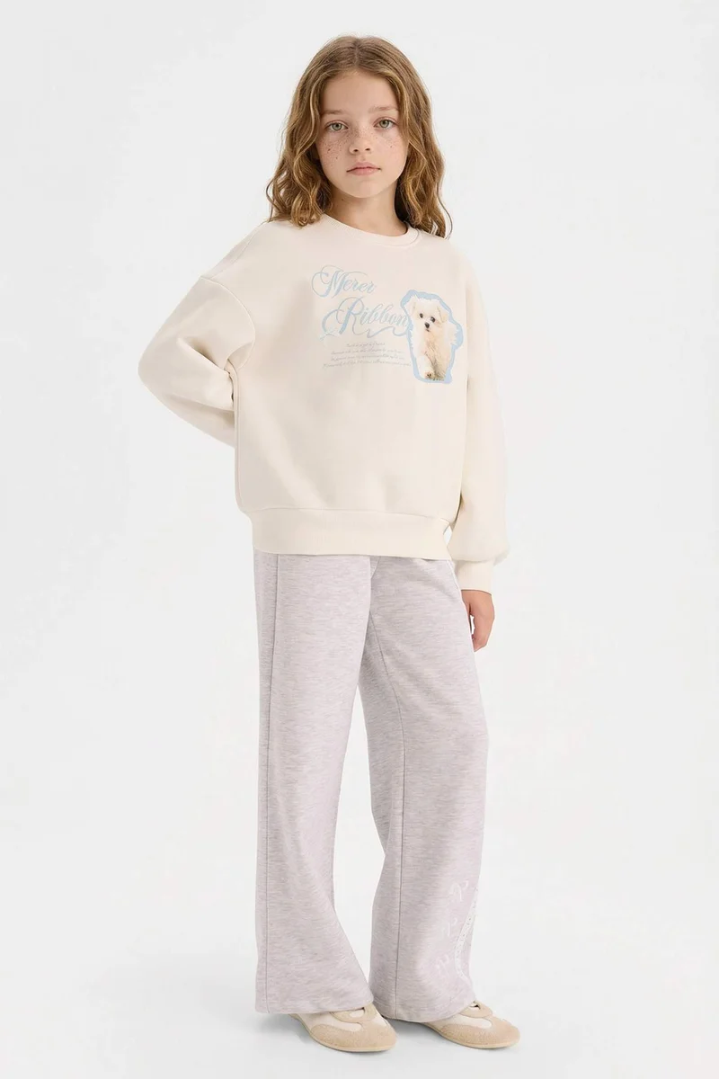 ديفاكتو Girl Printed Sweatshirt Sweatpants 2 Piece Set