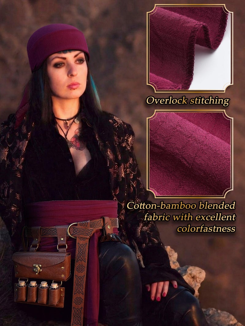 Janmercy Pirate Costume Accessories Women Pirate Head Scarf Bandanas Leather Belt Waist Medieval Costume Dress Accessories - Image 4