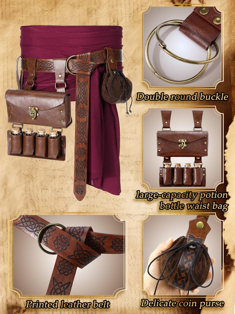 Janmercy Pirate Costume Accessories Women Pirate Head Scarf Bandanas Leather Belt Waist Medieval Costume Dress Accessories - Image 5