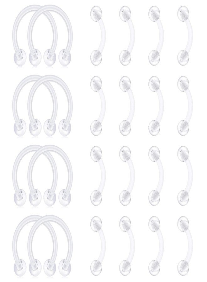 FECTAS Retainers for Cartilage Helix Daith Tragus Earrins Nose Lip Eyebrow Rings Clear Bioflex 16G 5/16" - Image 1