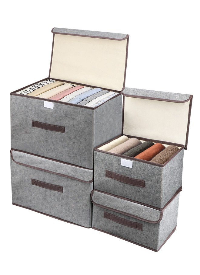 HomarKet 4PCS Foldable Storage Bin with Lid Collapsible Cube Box Organizer Container for Home Office Closet Toys Clothes Linen Sundries  - Image 1