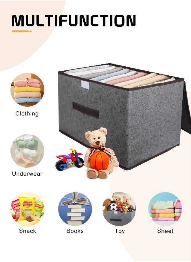 HomarKet 4PCS Foldable Storage Bin with Lid Collapsible Cube Box Organizer Container for Home Office Closet Toys Clothes Linen Sundries  - Image 3
