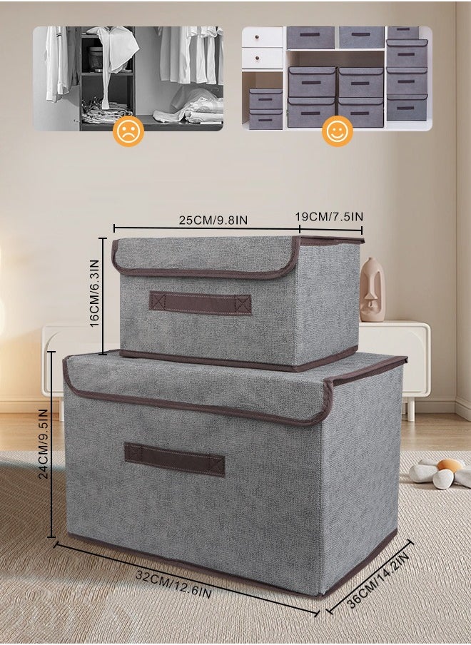 HomarKet 4PCS Foldable Storage Bin with Lid Collapsible Cube Box Organizer Container for Home Office Closet Toys Clothes Linen Sundries  - Image 4