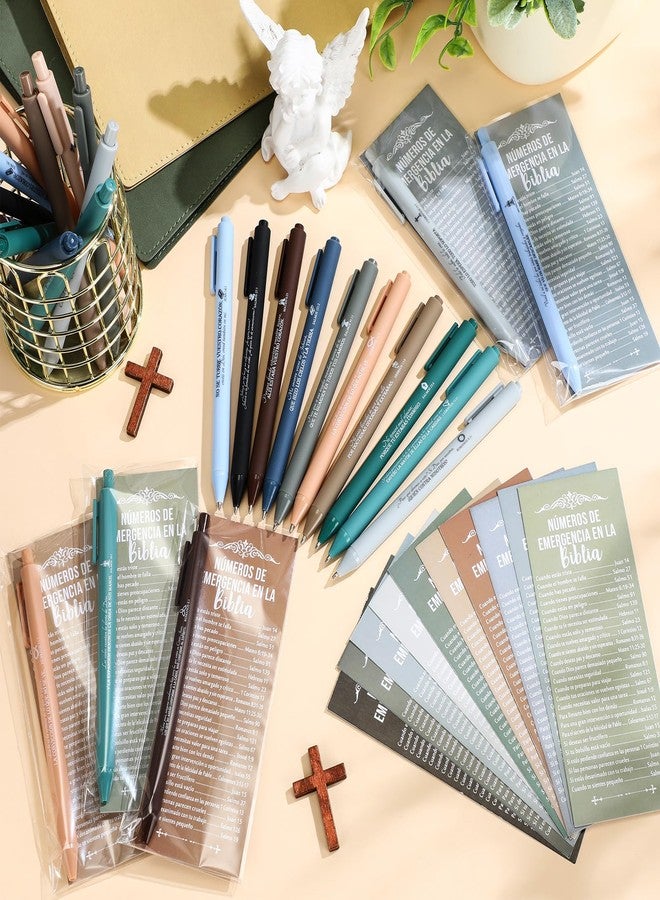 Feifeiya 25 Sets Christian Gift Bulk Christian Pens Bible Verse Emergency Numbers Bookmarks Welcome Church Pastor Appreciation Gift for Coworker Sunday School Favors(Boho Color,Spanish) - Image 4