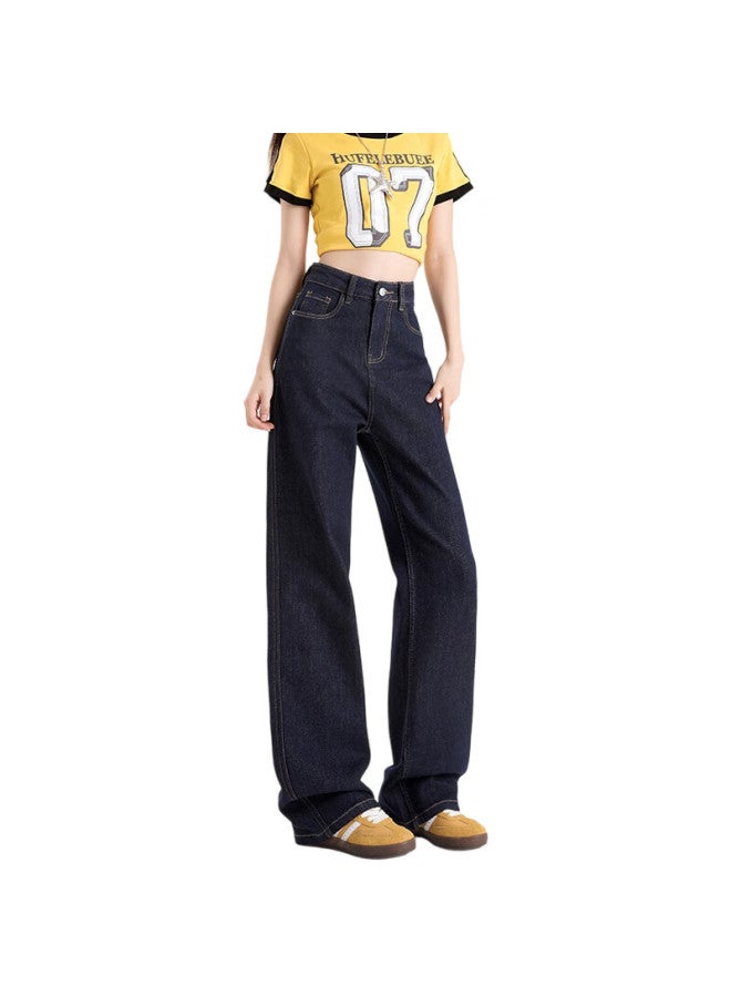 Liberal Ziyouxi Wide-leg Jeans For Women, Autumn And Winter New Style, Loose-fitting For Pee Figures, High-waisted, Draping Denim Blue Straight-leg Pants - Image 4