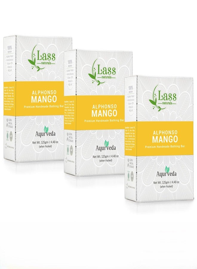 Lass Natural Alphanso Mango Bath Soap | Natural Handmade Bathing Bar for Soft and Youthful Skin, 125gm x 3 - (Pack of 3) - Image 1