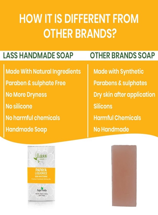 Lass Natural Alphanso Mango Bath Soap | Natural Handmade Bathing Bar for Soft and Youthful Skin, 125gm x 3 - (Pack of 3) - Image 2