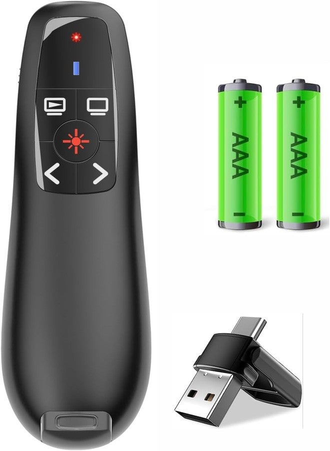 rts 2-in-1 Type C USB Wireless Laser Pointer Presenter for Presentation PPT Slide Changer Remote Clicker with Volume Control PowerPoint Clicker with for Google Slide Mac MacBook Laptop PC Computer - Image 1