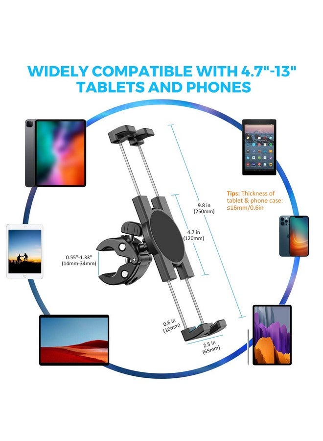 كي دي دي حامل تابلت KDD Spin Bike، حامل هاتف iPad، حامل مقود دراجة التمرين، مناسب للدراجات الثابتة، جهاز المشي، حامل ميكروفون، مناسب لأجهزة iPad Pro 12.9، وأجهزة Galaxy Tabs، وأجهزة iPhone (4.7-13 بوصة) - Image 4