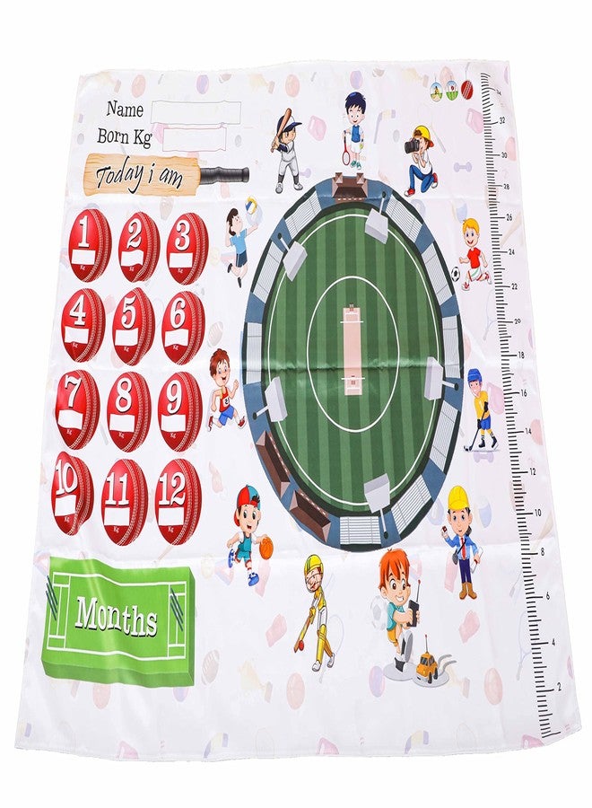 Keshav Creation Baby Boy's and Baby Girl's Monthly Milestone Forever Love Growth Chart Picture Blanket with Month Marker Multicolour 0 to 12 Months_Cricket_1 - Image 2