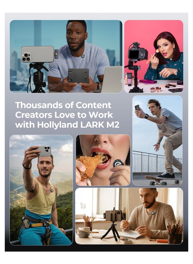 Hollyland - Hollyland Lark M2 Combo Wireless Tie Mic (2TX+3RX) for Camera, iPhone, Android, PC, 300m Range, Hi-Fi Audio Quality, Noise Reduction, 40H Use, Lavalier Microphone for Livestreaming Vlog-Black - Image 1