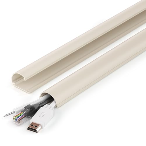 ZhiYo Cord Hider 34in (2X L17in), ZhiYo Cable Hider for 2-4 Cords, Cord Covers Wire Covers for Cords Wall Mount TV, Cable Cover Wall Wire Hider for Cords, Cable Raceway Beige, W1.4in x H0.7in - Image 1