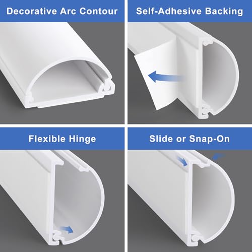 ZhiYo Cord Hider 34in (2X L17in), ZhiYo Cable Hider for 2-4 Cords, Cord Covers Wire Covers for Cords Wall Mount TV, Cable Cover Wall Wire Hider for Cords, Cable Raceway Beige, W1.4in x H0.7in - Image 3