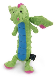 goDog goDog Skinny Dragons Squeaker Plush Pet Toy for Dogs & Puppies, Soft & Durable, Tough & Chew Resistant, Reinforced Seams - Green, Large  - Image 1