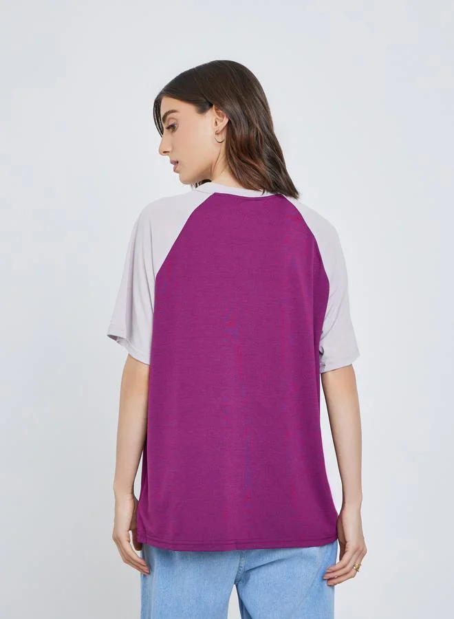 Take Two Take Two Slogan Print Raglan Sleeve Oversized T-Shirt