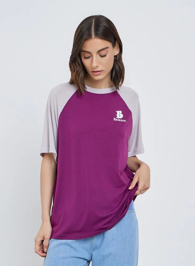 Take Two Slogan Print Raglan Sleeve Oversized T-Shirt