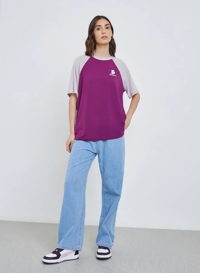 Take Two Slogan Print Raglan Sleeve Oversized T-Shirt