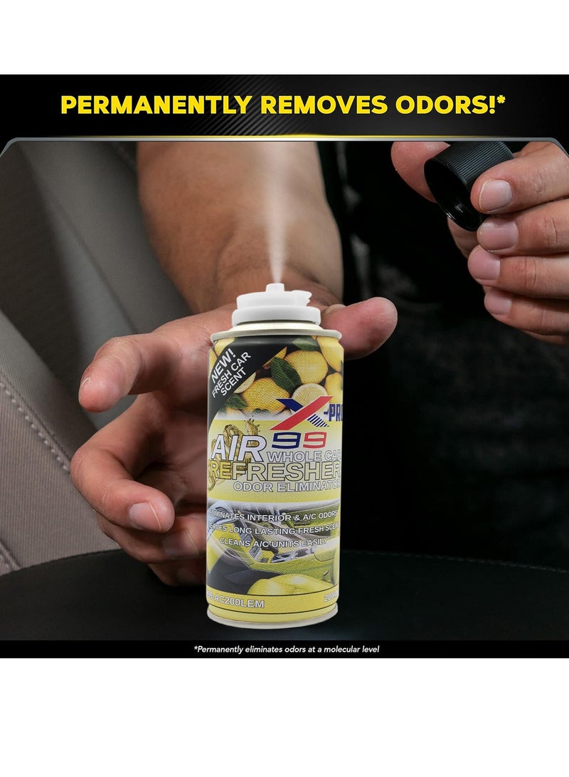 X Pro 99 X-PRO 99 Whole Car Air Refresher Odor Eliminator Lemon Scent 200ml (5 PCS) Car AC Cleaner Spray Interior Deodorizer Air Conditioning Vent Freshener Smoke Odor Remover Pet Smell Eliminator Long Lasting Fragrance Cabin Air Refresh Treatment Pack - Image 3