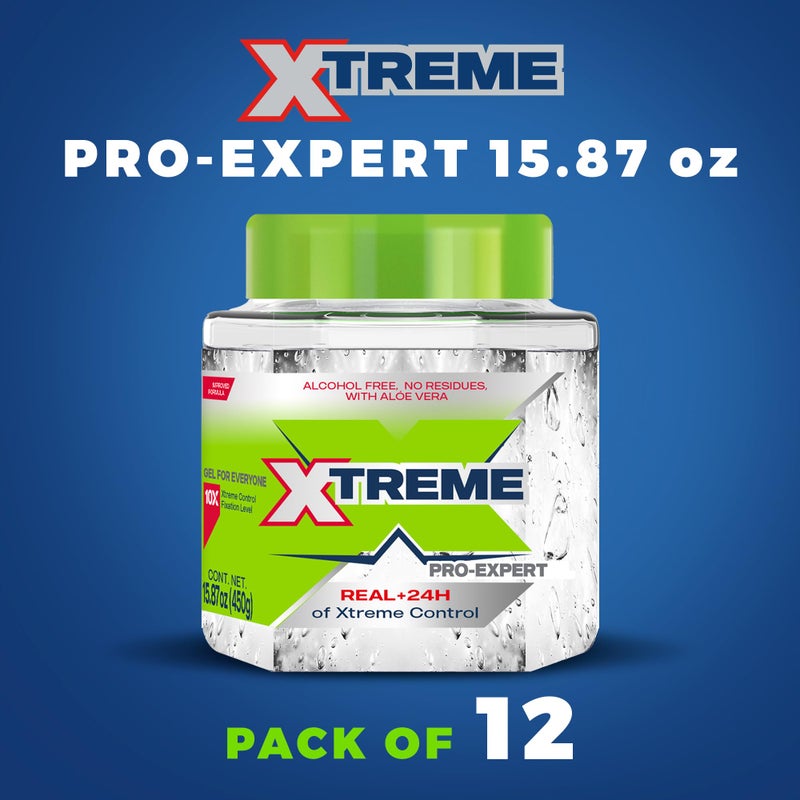 Xtreme Pro-Expert Clear Styling Hair Gel, Alcohol-Free 24-Hours Control With Aloe Vera, 15.87 oz (Pack of 12) - Image 2