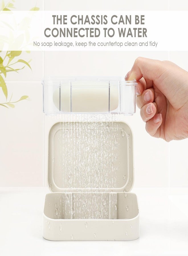 Saisn Double Draining Soap Dish with Lid, SAISN Bathroom Soap Holder 2 Pack Travel Bar Soap Case Detachable Slotted Soap Container for Traveling Plastic Soap Box with Cover for Home, Shower, Gym, White - Image 2
