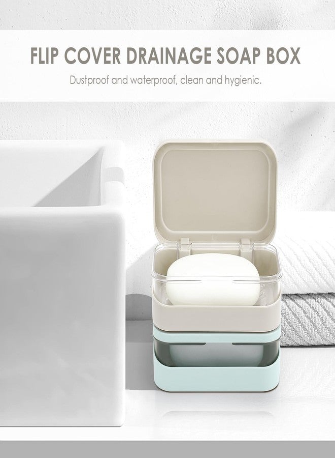 Saisn Double Draining Soap Dish with Lid, SAISN Bathroom Soap Holder 2 Pack Travel Bar Soap Case Detachable Slotted Soap Container for Traveling Plastic Soap Box with Cover for Home, Shower, Gym, White - Image 3