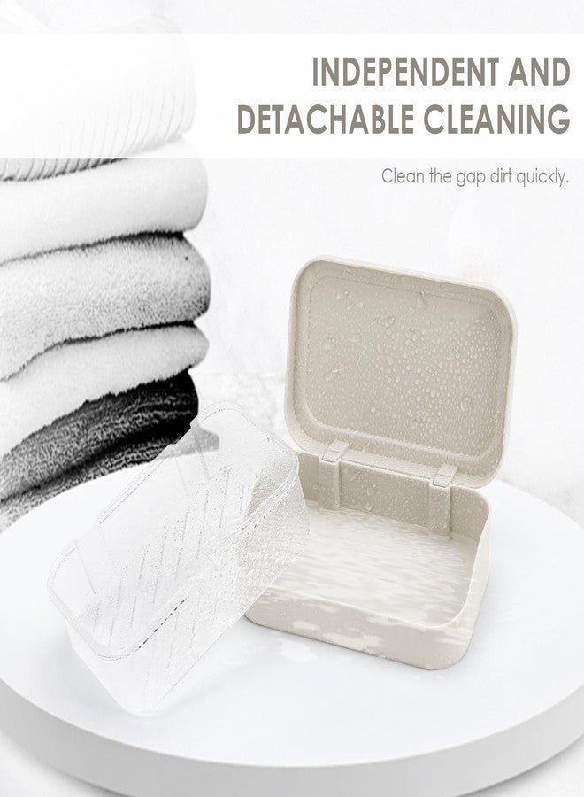Saisn Double Draining Soap Dish with Lid, SAISN Bathroom Soap Holder 2 Pack Travel Bar Soap Case Detachable Slotted Soap Container for Traveling Plastic Soap Box with Cover for Home, Shower, Gym, White - Image 4