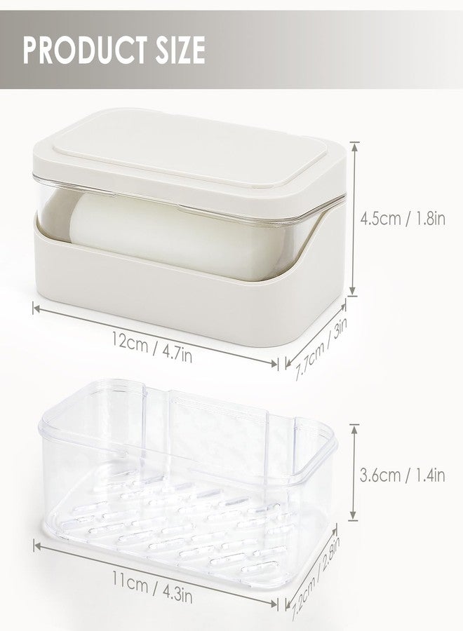 Saisn Double Draining Soap Dish with Lid, SAISN Bathroom Soap Holder 2 Pack Travel Bar Soap Case Detachable Slotted Soap Container for Traveling Plastic Soap Box with Cover for Home, Shower, Gym, White - Image 5