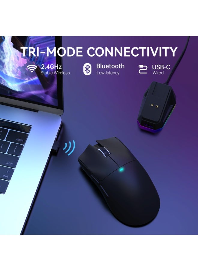 Attack Shark ATTACK SHARK X11 Lightweight Wireless Gaming Mouse with RGB Charging Dock,Tri-Mode-2.4G/USB-C Wired/BT,22K DPI,PAW3311 Optical Sensor,HUYU Switch, 5 programmable Buttons for PC/Mac(Black)  - Image 3