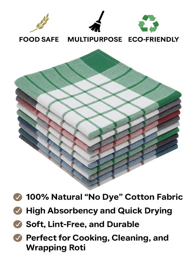 Space Fly Cotton Kitchen Napkin 20x20 Inches | Multipurpose Duster, Cleaning Cloth & Roti Wrap | Soft & Absorbent Multicolor Checkered Towels for Kitchen, Home & Restaurant Use (Set of 2) - Image 3