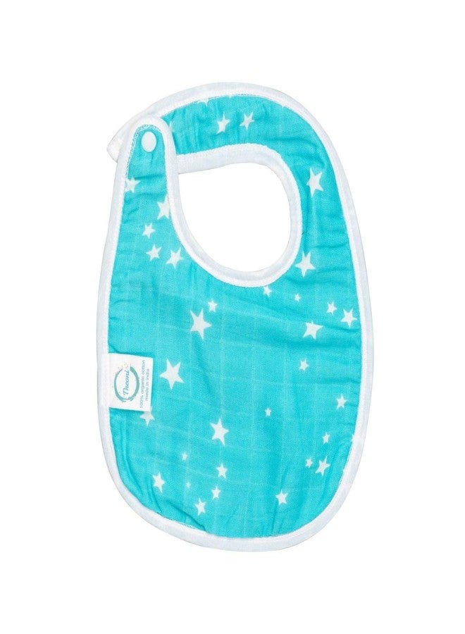 THEONI Organic cotton Muslin Snap Bibs For Newborn Baby (Set of 2) (Miami skies) - Image 3