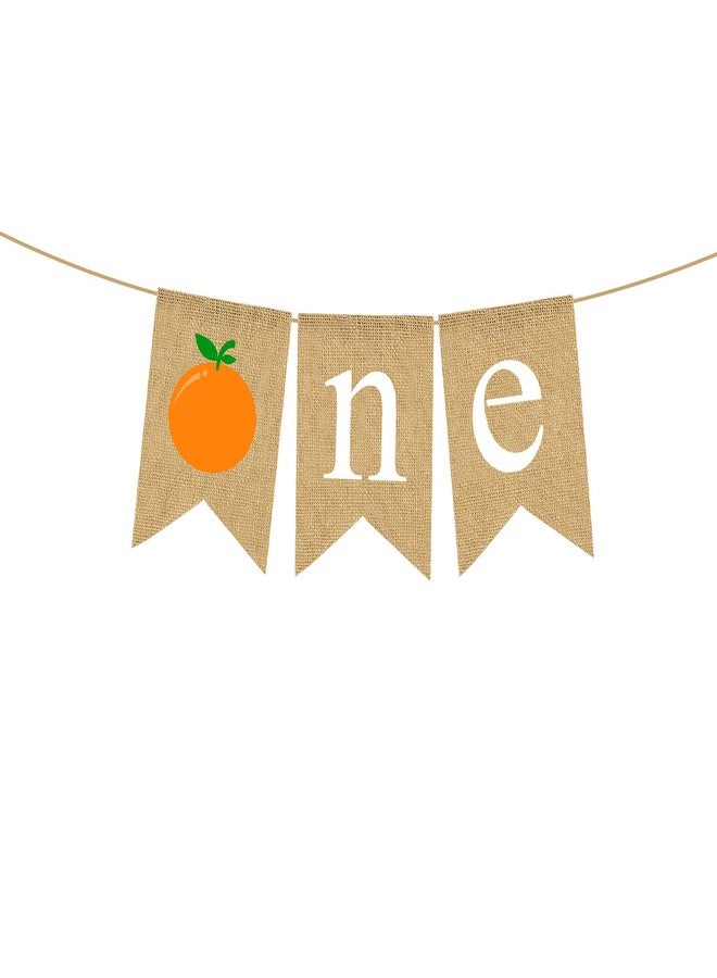 Pudodo Jute Burlap Clementine One Highchair Banner Orange Baby Boy Girl 1st Birthday Party Decoration - Image 1