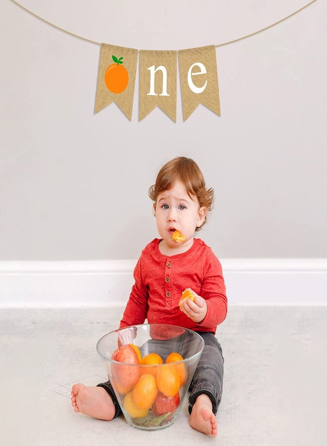 Pudodo Jute Burlap Clementine One Highchair Banner Orange Baby Boy Girl 1st Birthday Party Decoration - Image 3