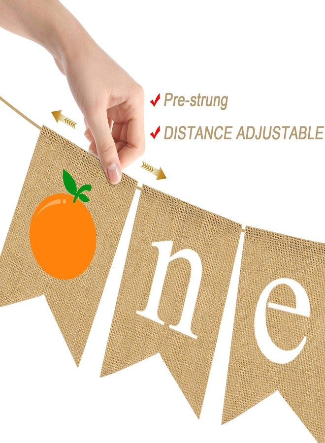 Pudodo Jute Burlap Clementine One Highchair Banner Orange Baby Boy Girl 1st Birthday Party Decoration - Image 5